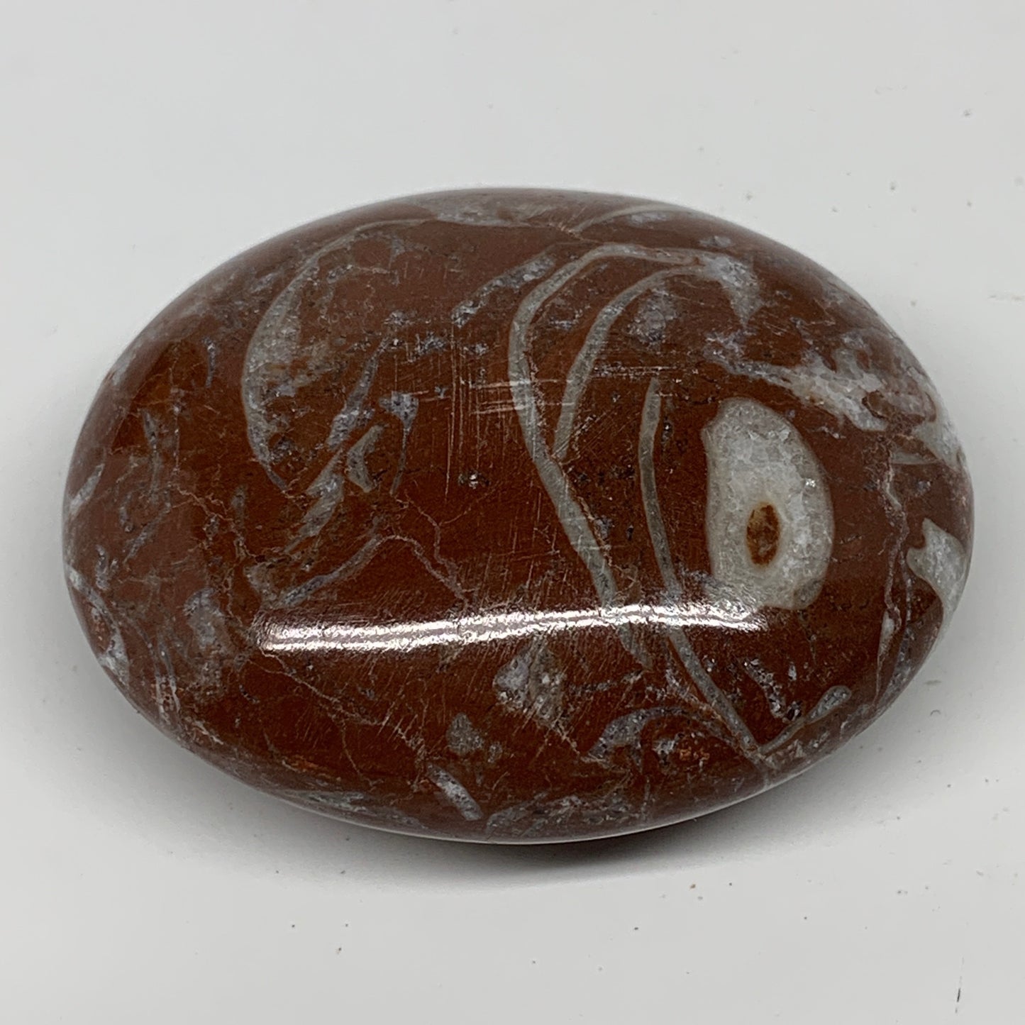 130.4g, 2.6"x2.1"x1", Natural Untreated Red Shell Fossils Oval Palms-tone, F1283