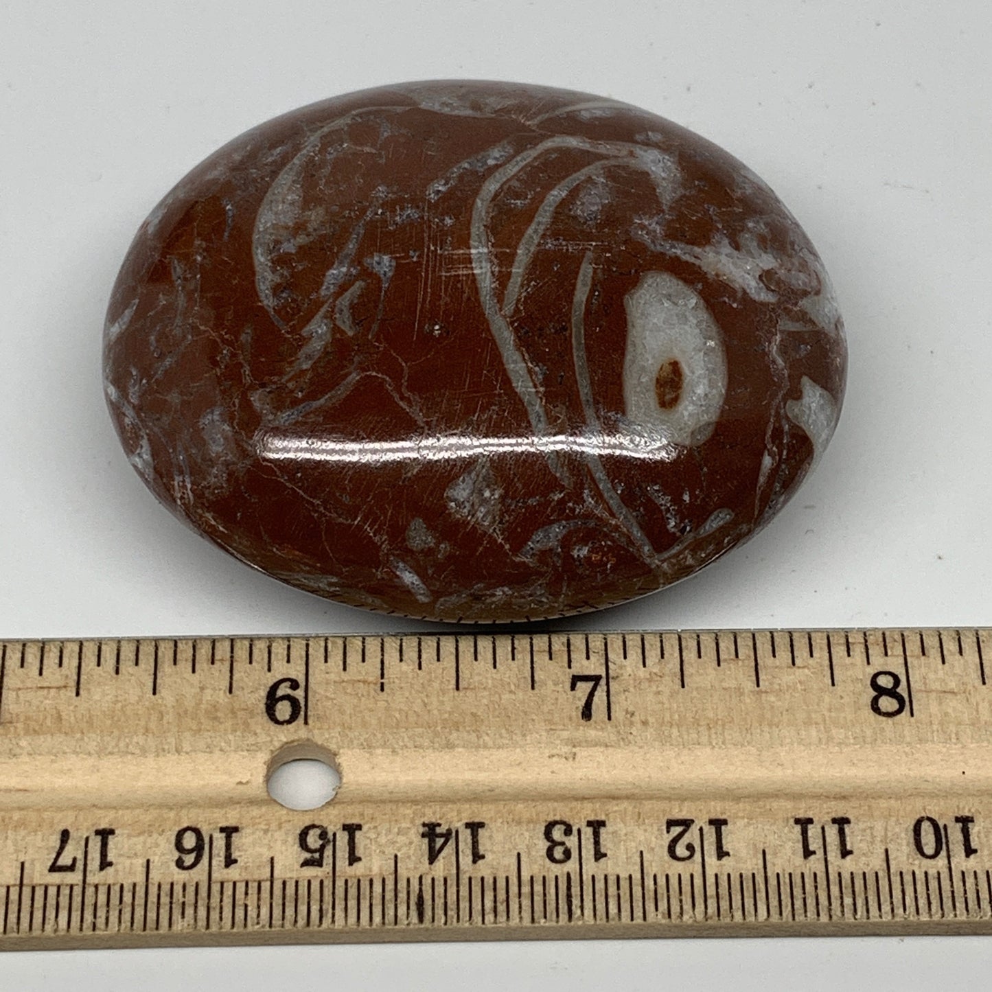 130.4g, 2.6"x2.1"x1", Natural Untreated Red Shell Fossils Oval Palms-tone, F1283