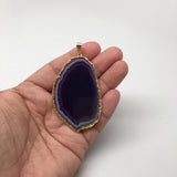 86 cts Purple Agate Druzy Slice Geode Pendant Gold Plated @Brazil, Bp1067 - watangem.com