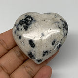 63.3g, 2"x2.1"x0.7" Natural Black K2 Heart Polished Healing Crystal, B10379