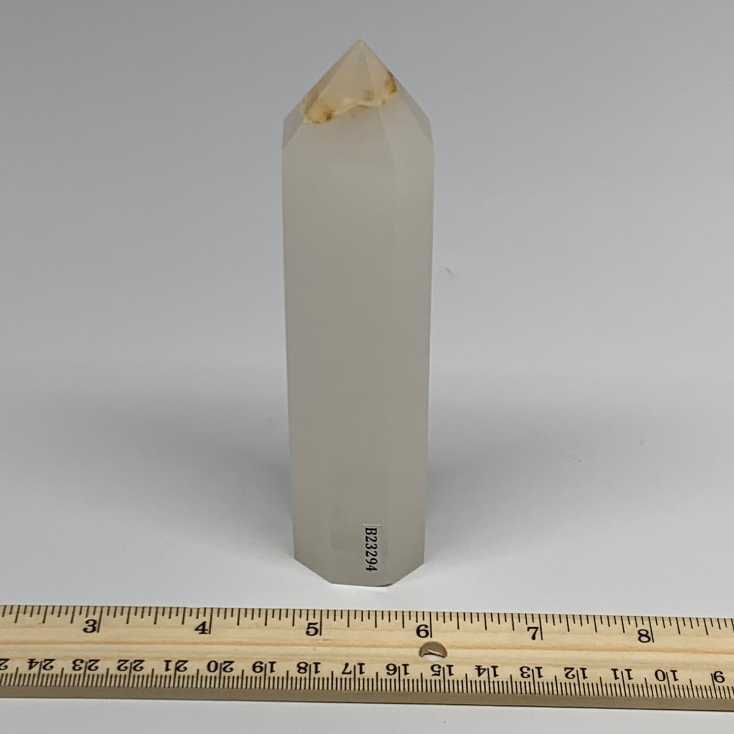 281.7g, 5.4"x1.3"  Pink Calcite Point Tower Obelisk Crystal, B23294