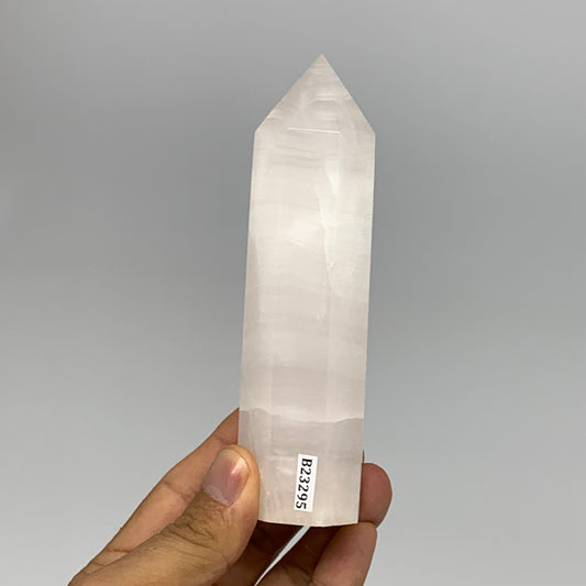 292.4g, 5"x1.3"  Pink Calcite Point Tower Obelisk Crystal, B23295