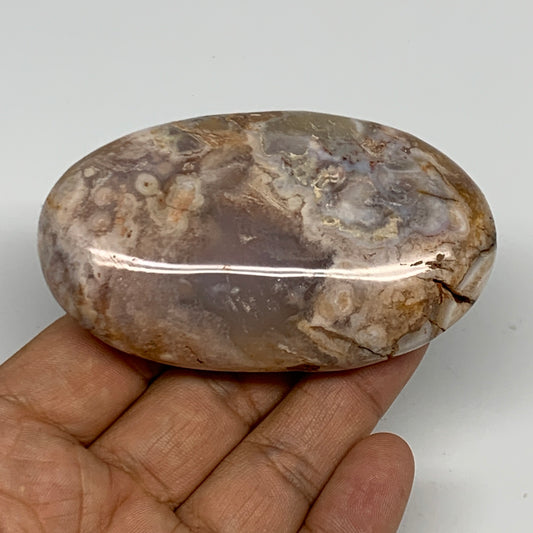 148.7g,3.1"x1.9"x1.1", Flower Agate Palm-Stone Crystal Reiki @Madagascar,B16113