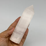292.4g, 5"x1.3"  Pink Calcite Point Tower Obelisk Crystal, B23295
