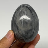 219.2g, 2.6"x1.9" Natural Gray Onyx Egg Gemstone Mineral, from Mexico, B21563