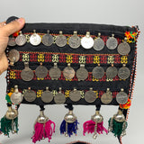 500g,10"x6.5"Turkmen Handbag Purse Crossbody Handmade Silk Coin @Afghanistan,P12