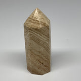 331.4g, 4.6"x1.6" Natural Chocolate Calcite Tower Point Obelisk Crystal, B23298