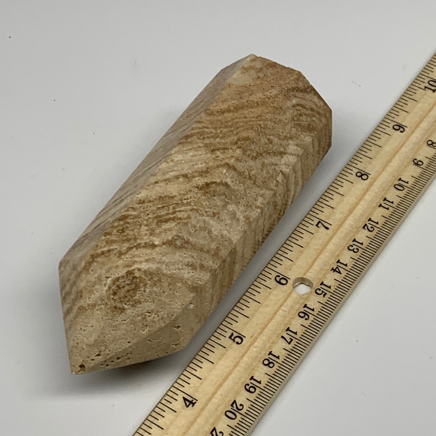 331.4g, 4.6"x1.6" Natural Chocolate Calcite Tower Point Obelisk Crystal, B23298