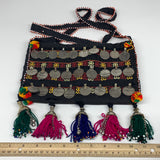 500g,10"x6.5"Turkmen Handbag Purse Crossbody Handmade Silk Coin @Afghanistan,P12