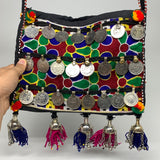 598g,10"x7.75"Turkmen Handbag Purse Crossbody Handmade Silk Coin @Afghanistan,P1