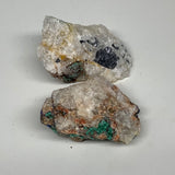 121.4g, 2.1" - 2.4", 2pcs, Malachite Galena Cerussite Chunk Rough Mineral Specim