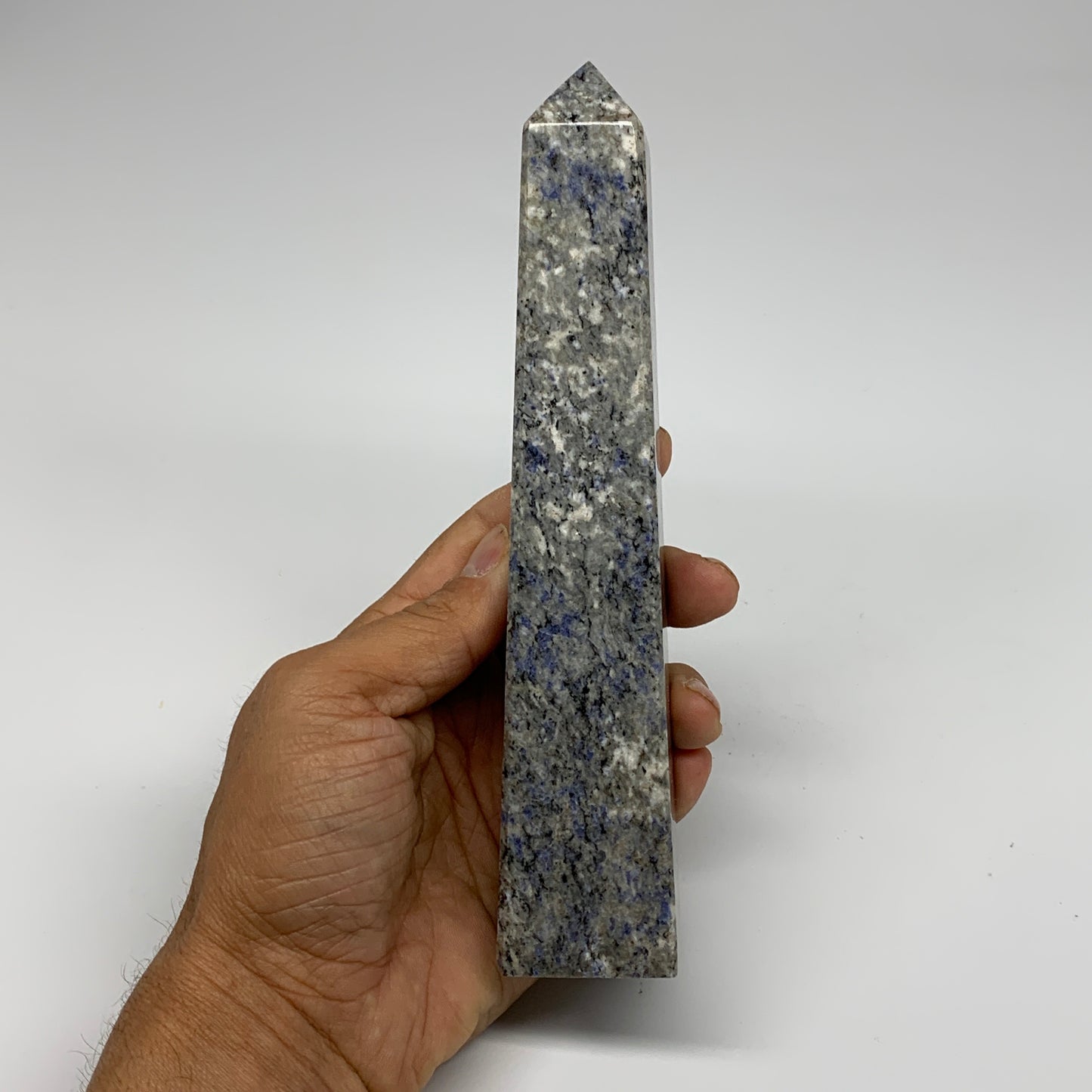 413g, 7.3"x1.4"x1.4", Sodalite Point Tower Obelisk Crystal @Pakistan, B26114