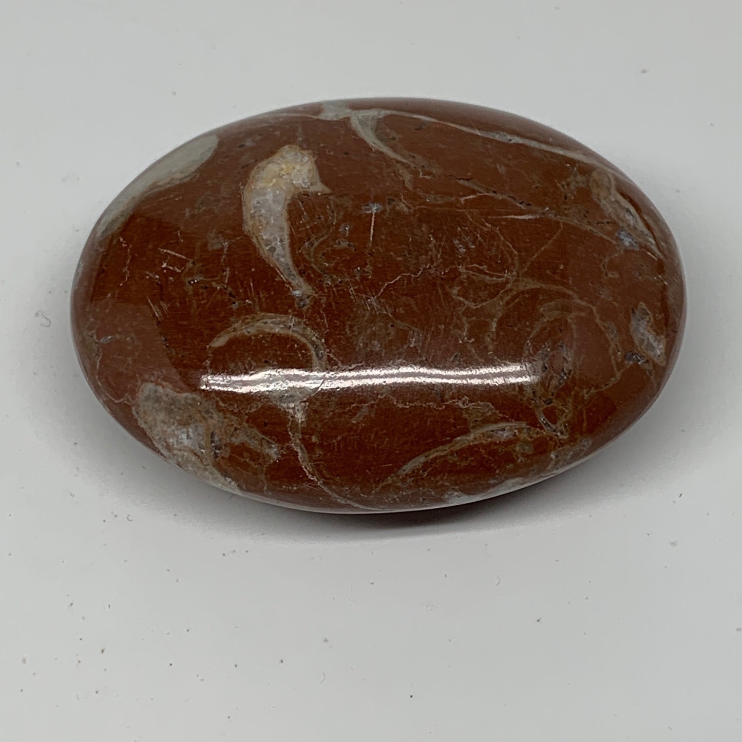 126.5g, 2.6"x2"x1", Natural Untreated Red Shell Fossils Oval Palms-tone, F1291