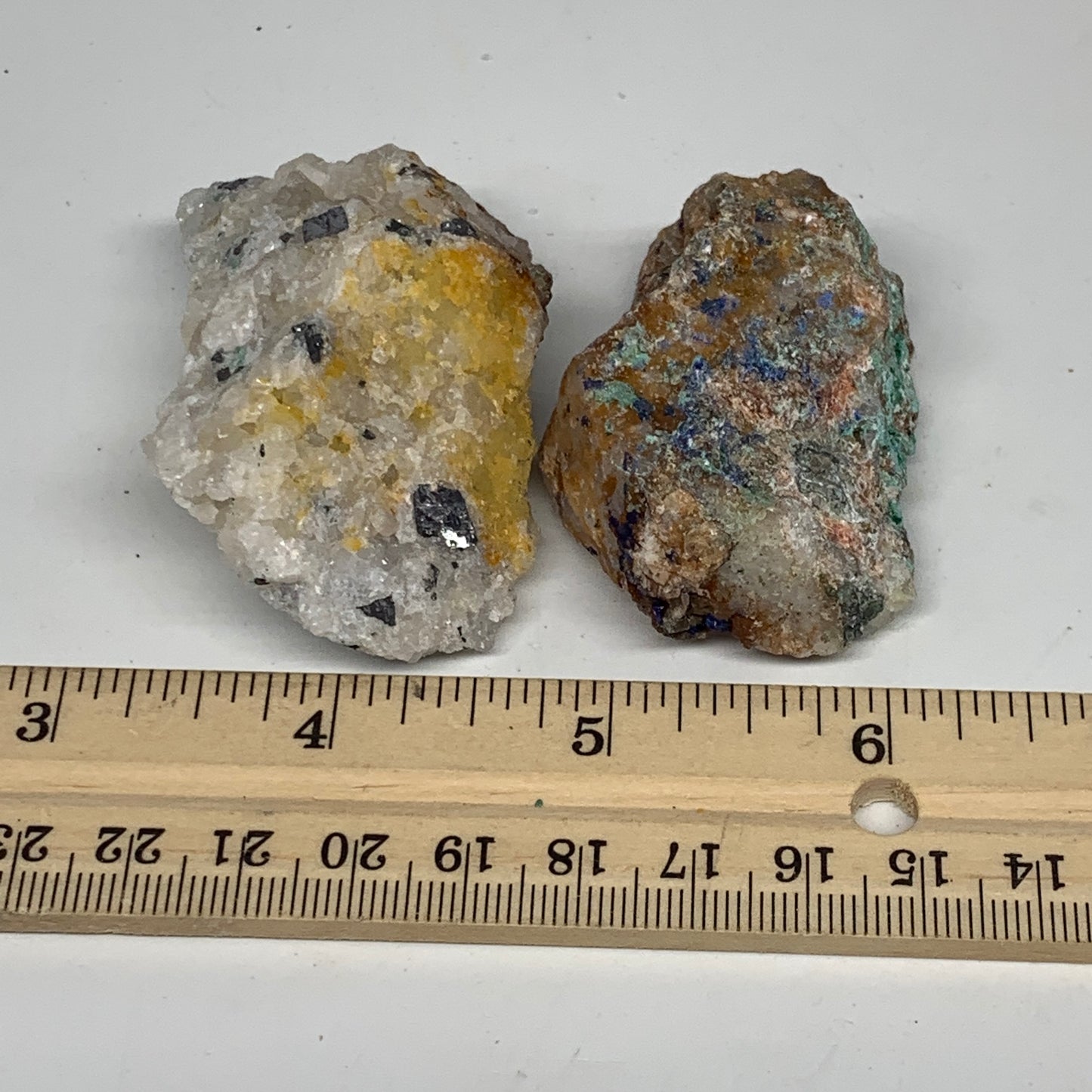 121.4g, 2.1" - 2.4", 2pcs, Malachite Galena Cerussite Chunk Rough Mineral Specim