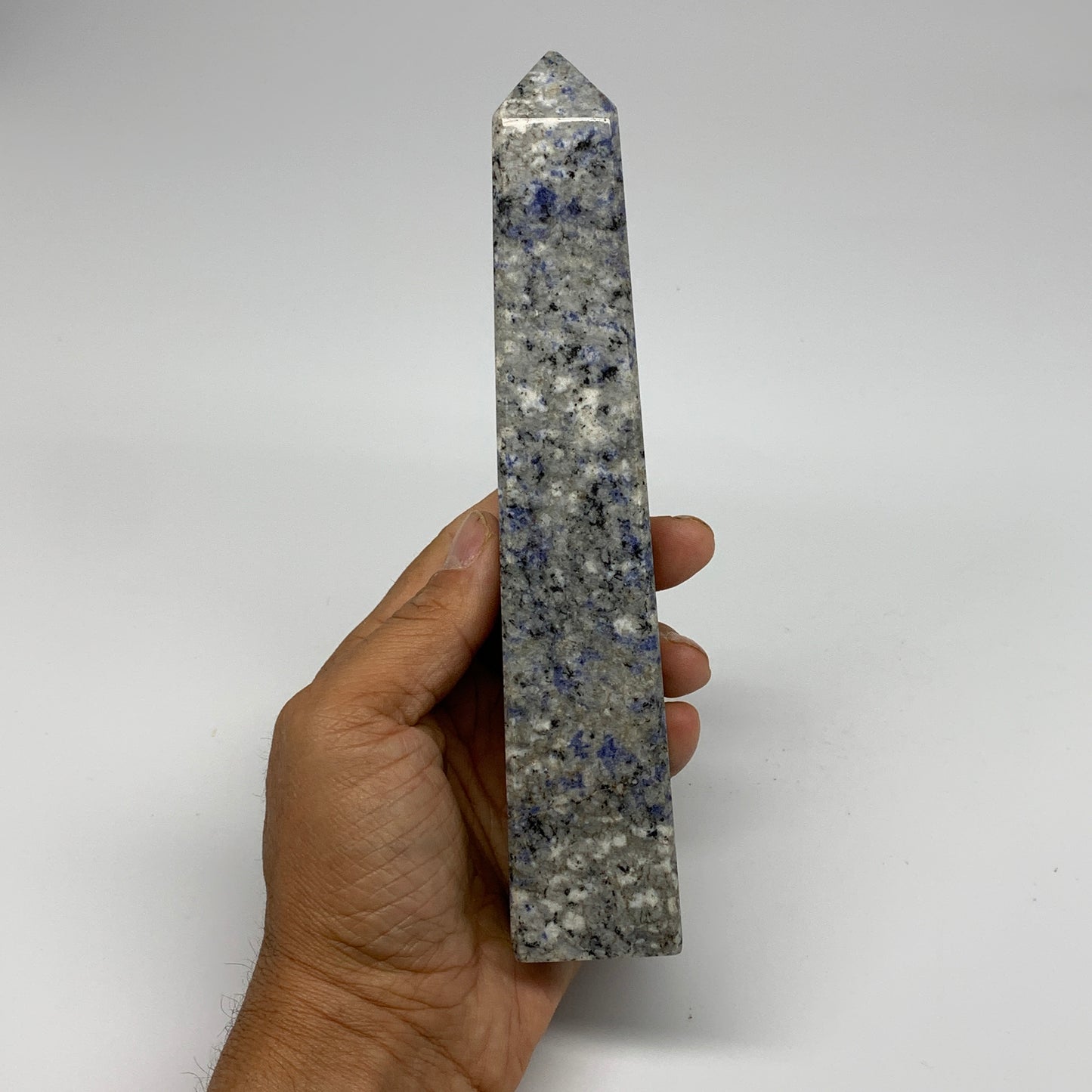 413g, 7.3"x1.4"x1.4", Sodalite Point Tower Obelisk Crystal @Pakistan, B26114