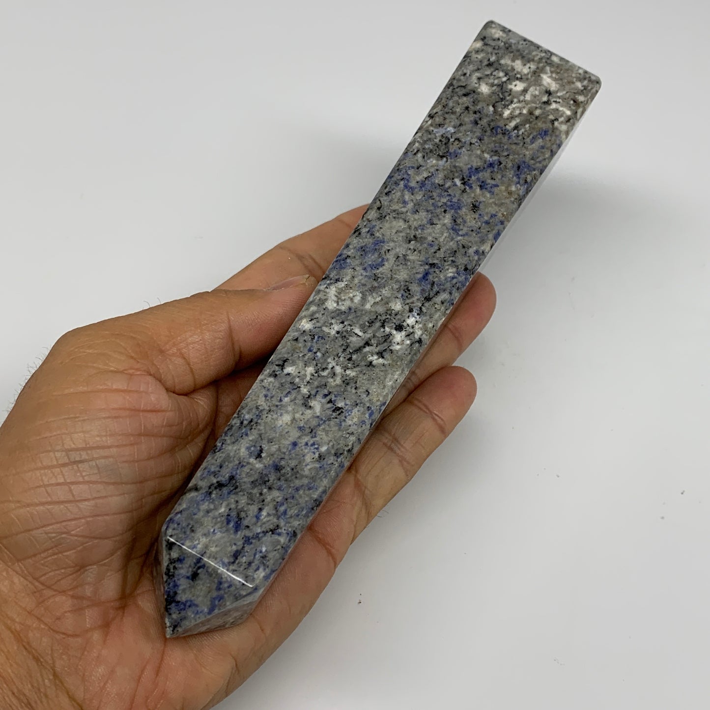 413g, 7.3"x1.4"x1.4", Sodalite Point Tower Obelisk Crystal @Pakistan, B26114