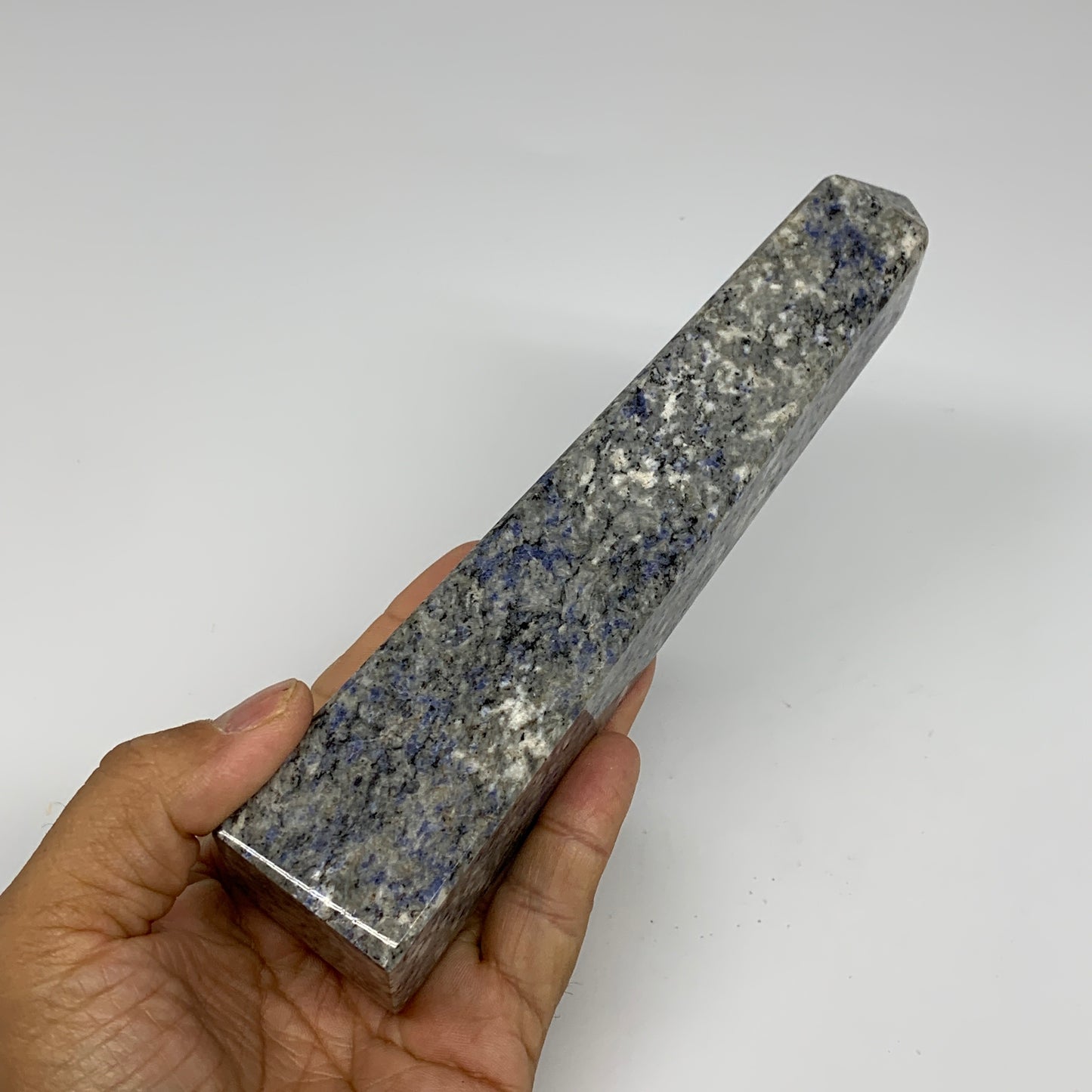 413g, 7.3"x1.4"x1.4", Sodalite Point Tower Obelisk Crystal @Pakistan, B26114