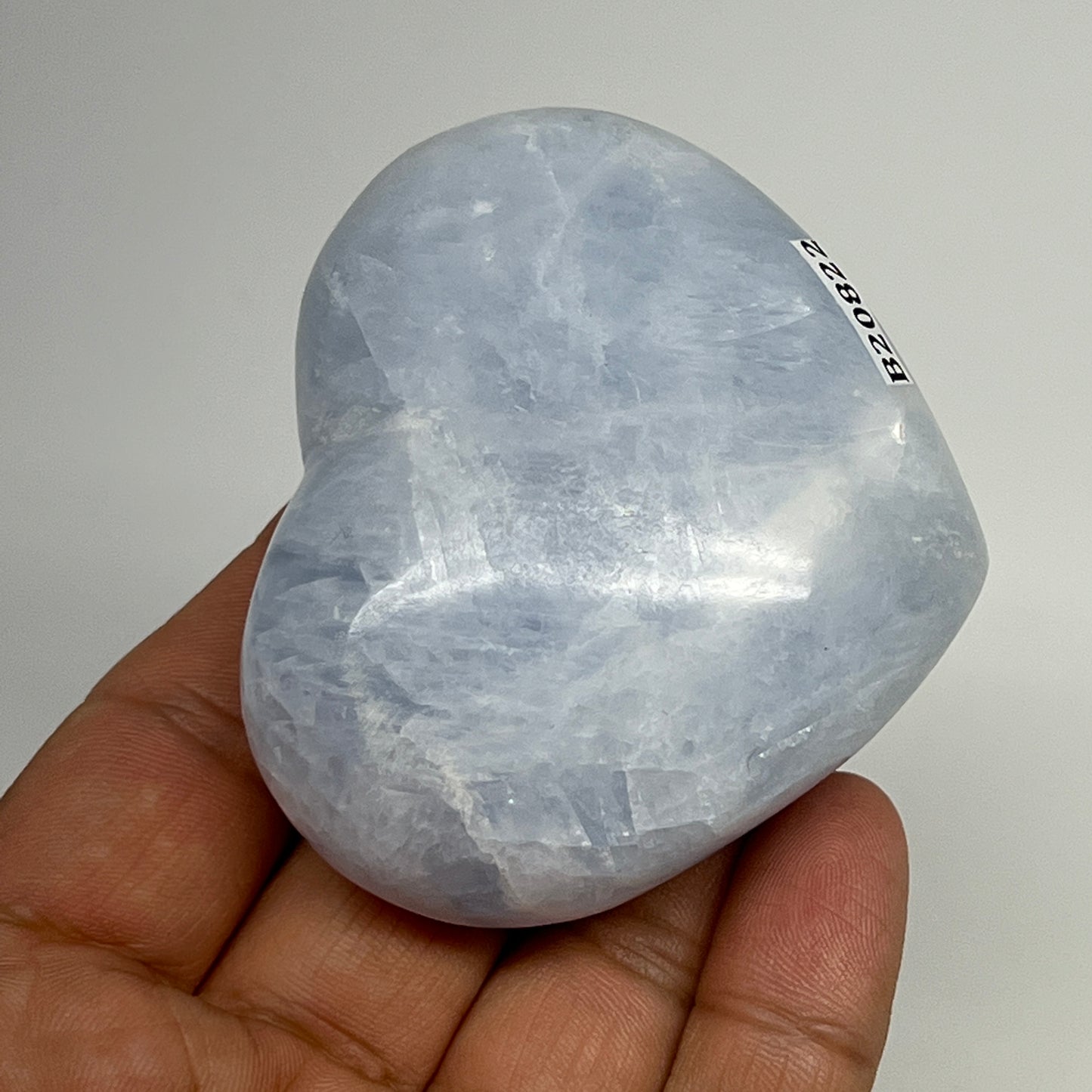 160.2g, 2.2"x2.6"x1.2" Blue Calcite Heart Gemstones Reiki @Madagascar,B20822