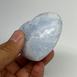 160.2g, 2.2"x2.6"x1.2" Blue Calcite Heart Gemstones Reiki @Madagascar,B20822