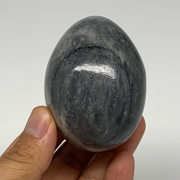 216.9g, 2.6"x1.9" Natural Gray Onyx Egg Gemstone Mineral, from Mexico, B21568
