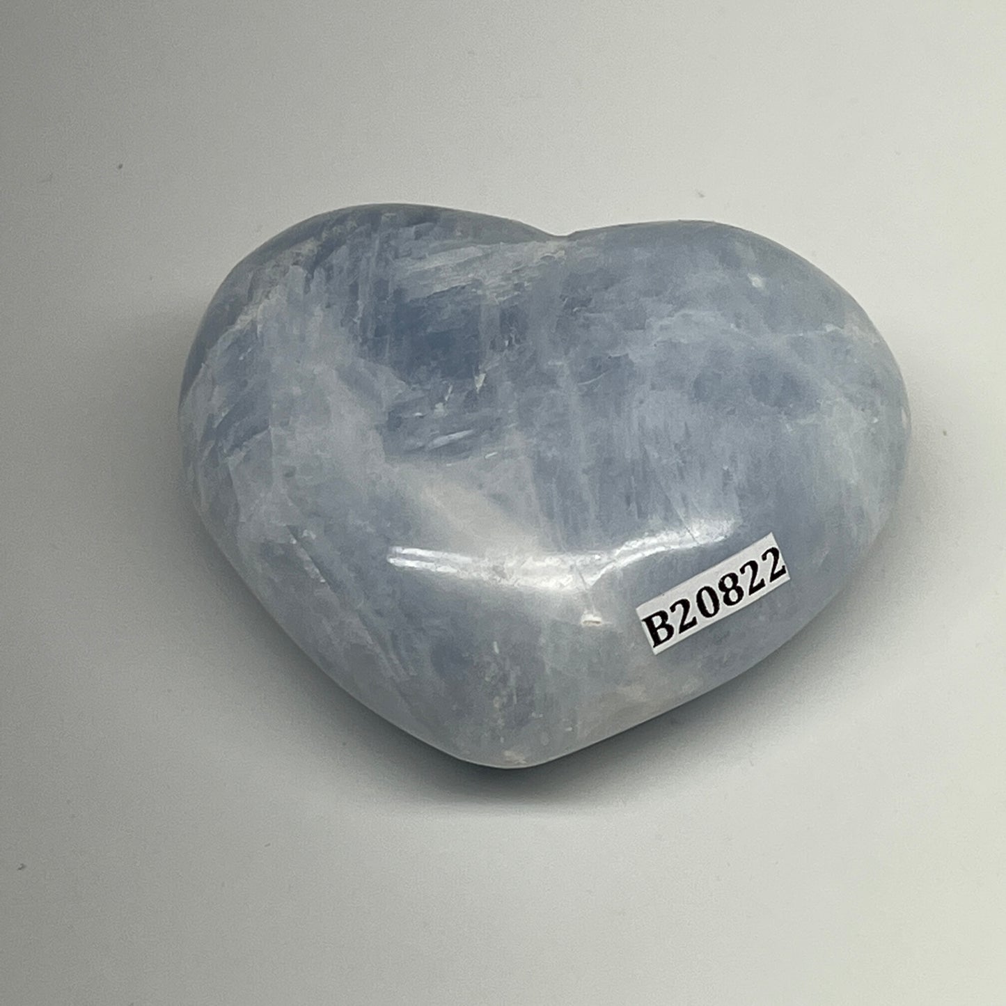 160.2g, 2.2"x2.6"x1.2" Blue Calcite Heart Gemstones Reiki @Madagascar,B20822