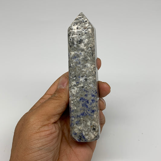 211g, 4.9"x1.3"x1.1", Sodalite Point Tower Obelisk Crystal @Pakistan, B26116