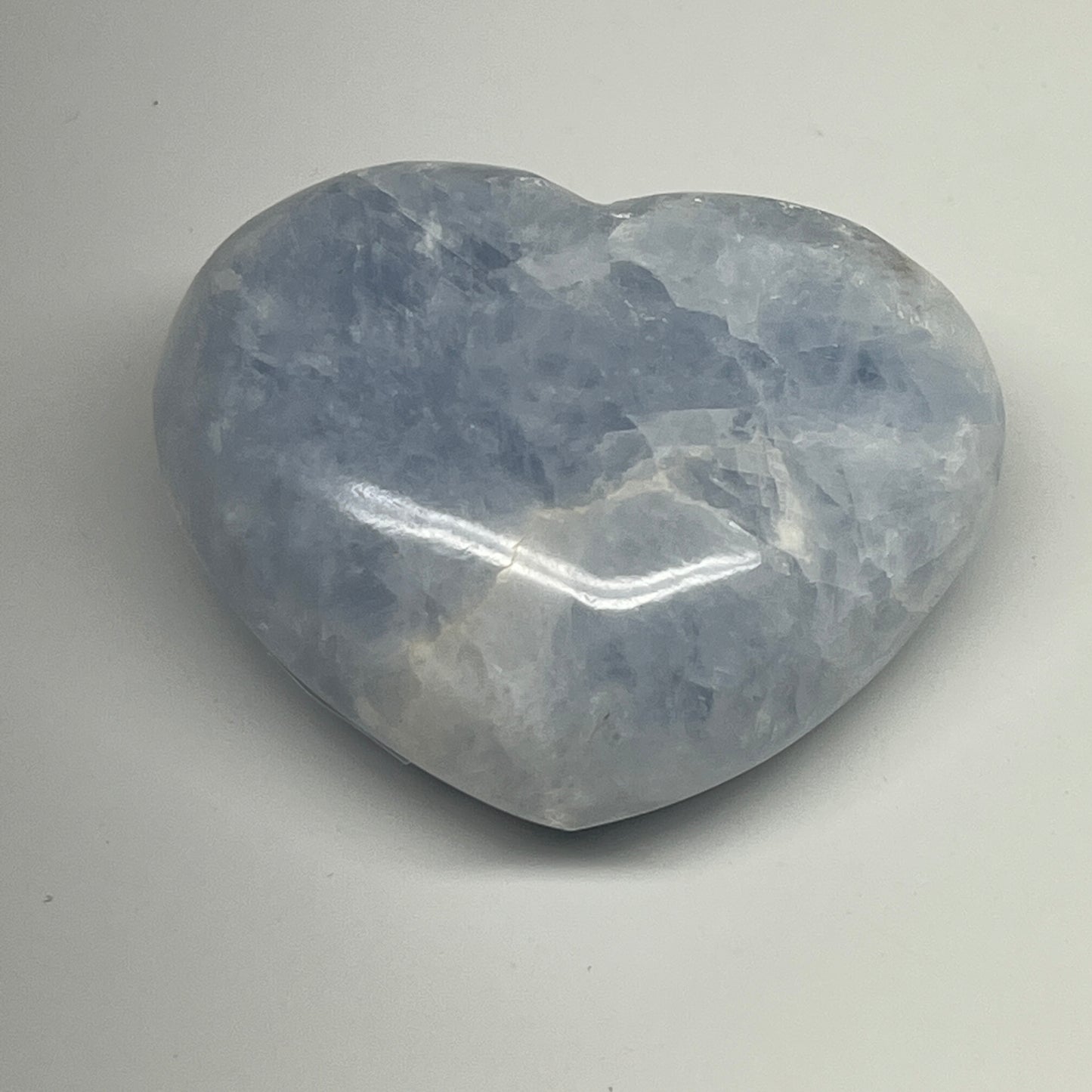 160.2g, 2.2"x2.6"x1.2" Blue Calcite Heart Gemstones Reiki @Madagascar,B20822