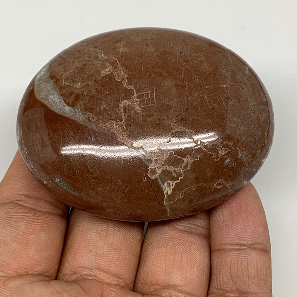 117.5g, 2.6"x2"x1", Natural Untreated Red Shell Fossils Oval Palms-tone, F1294