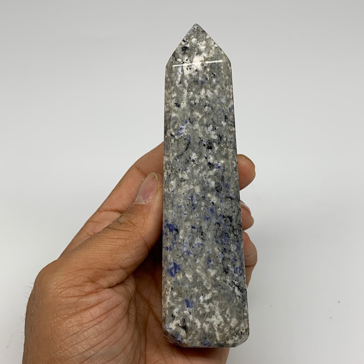 211g, 4.9"x1.3"x1.1", Sodalite Point Tower Obelisk Crystal @Pakistan, B26116