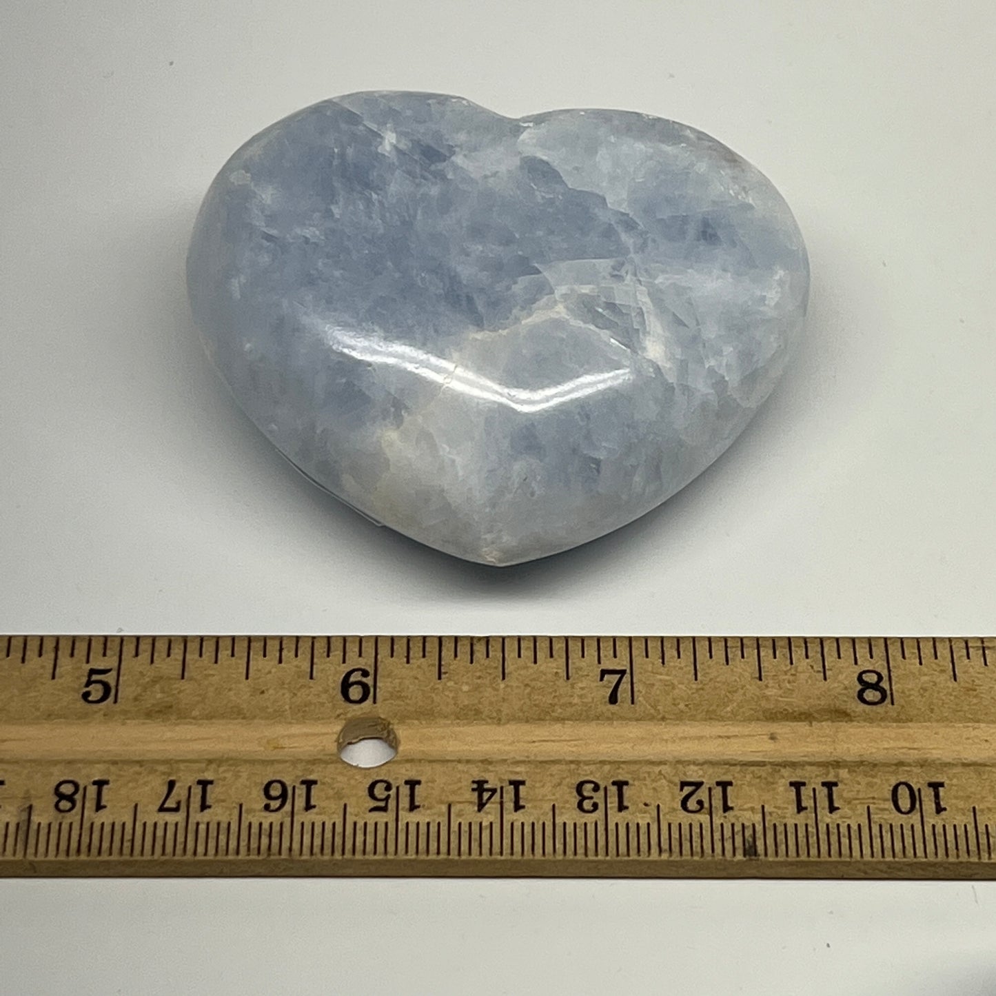 160.2g, 2.2"x2.6"x1.2" Blue Calcite Heart Gemstones Reiki @Madagascar,B20822