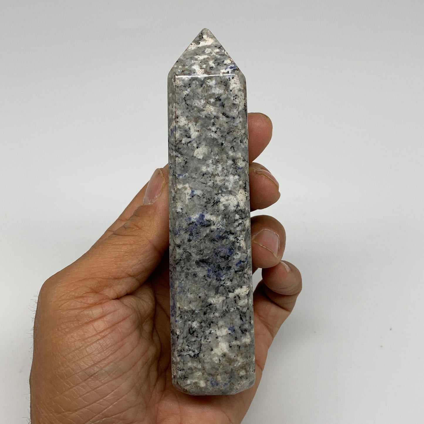 211g, 4.9"x1.3"x1.1", Sodalite Point Tower Obelisk Crystal @Pakistan, B26116