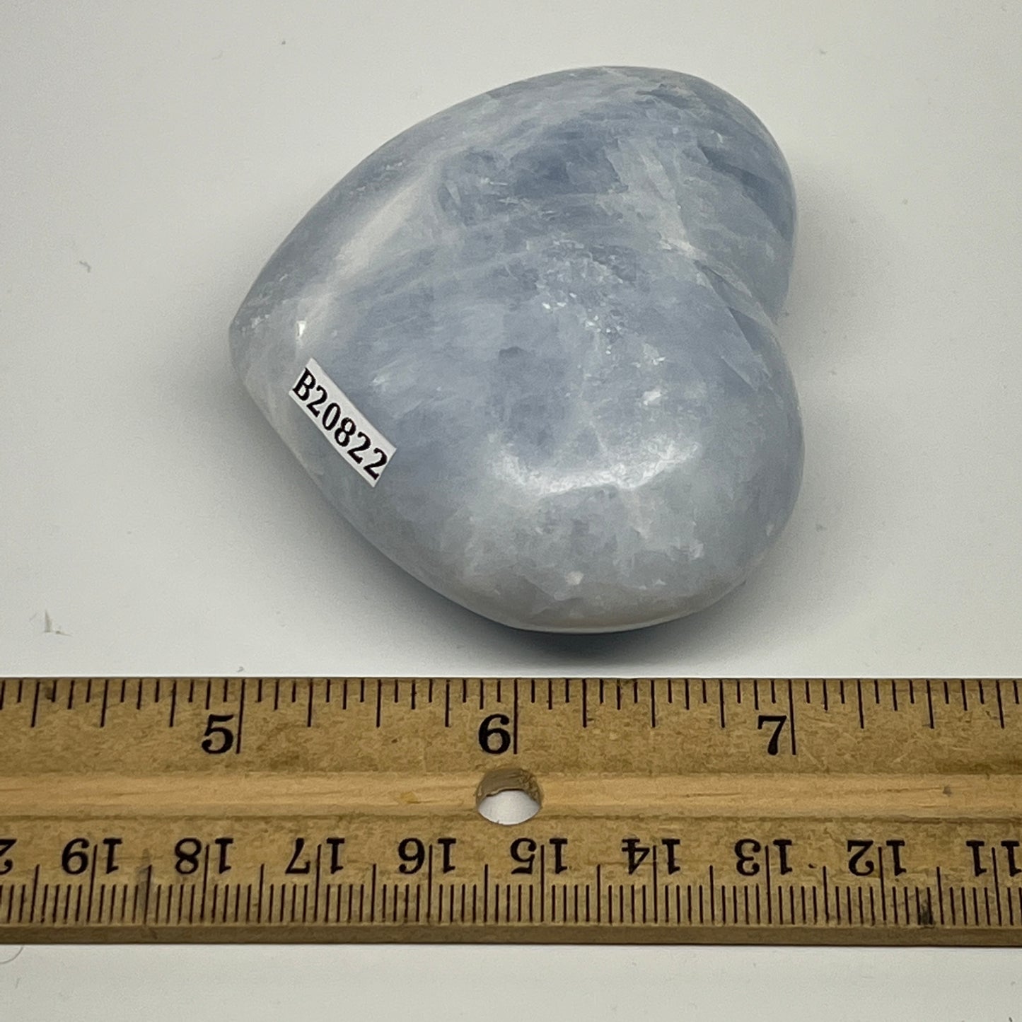 160.2g, 2.2"x2.6"x1.2" Blue Calcite Heart Gemstones Reiki @Madagascar,B20822