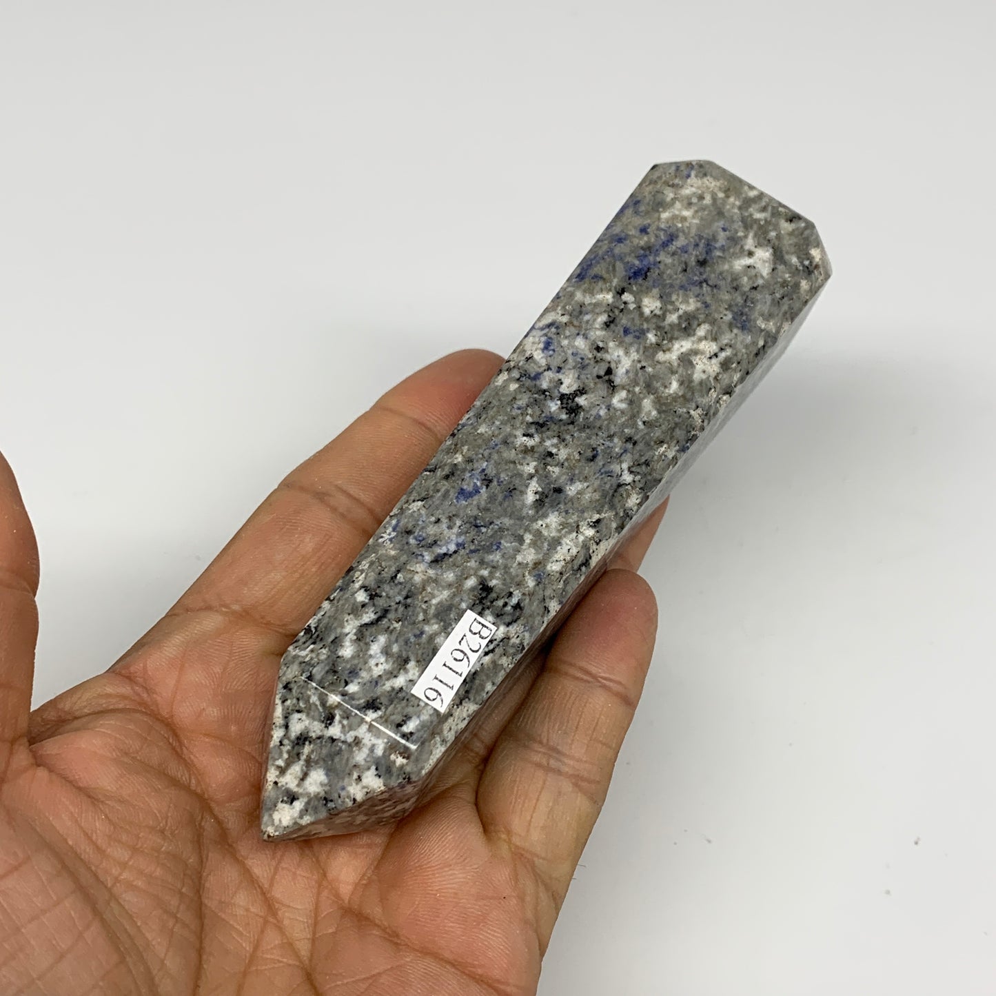 211g, 4.9"x1.3"x1.1", Sodalite Point Tower Obelisk Crystal @Pakistan, B26116