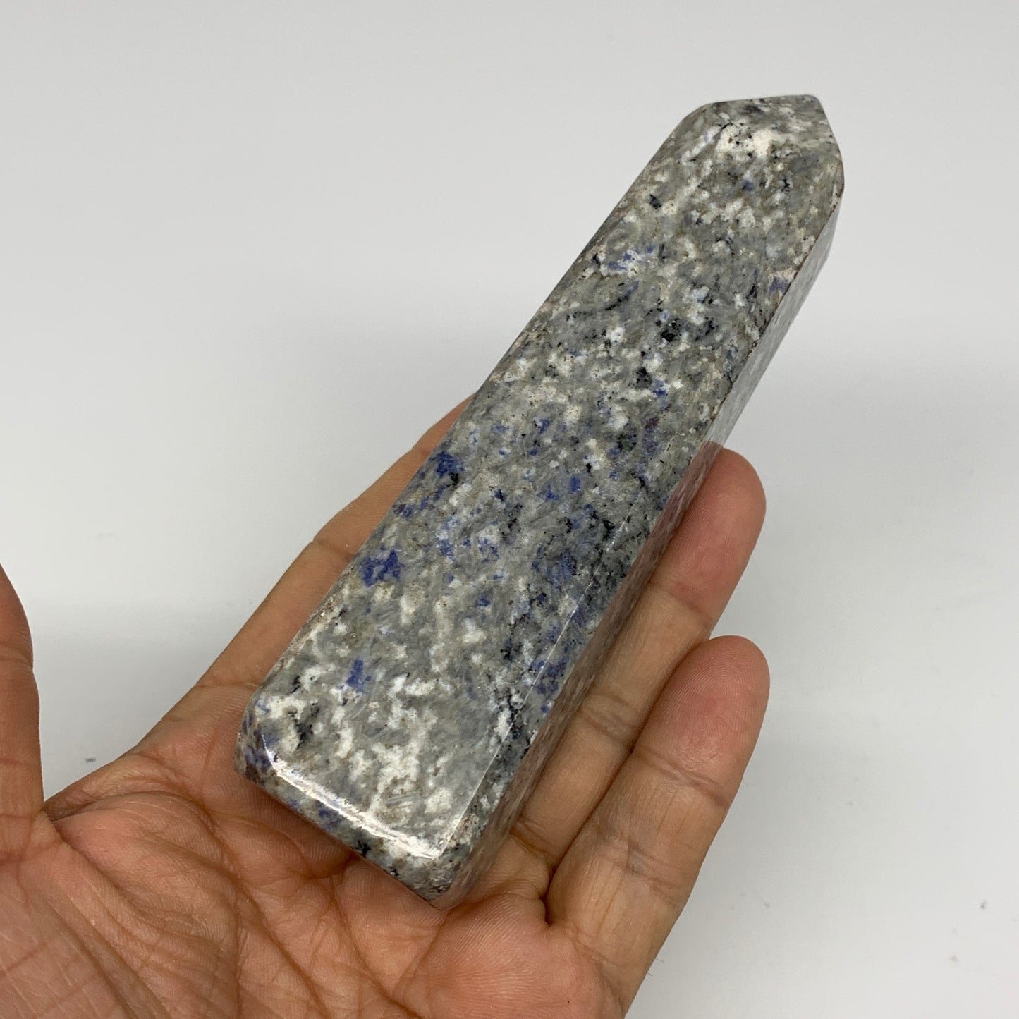 211g, 4.9"x1.3"x1.1", Sodalite Point Tower Obelisk Crystal @Pakistan, B26116