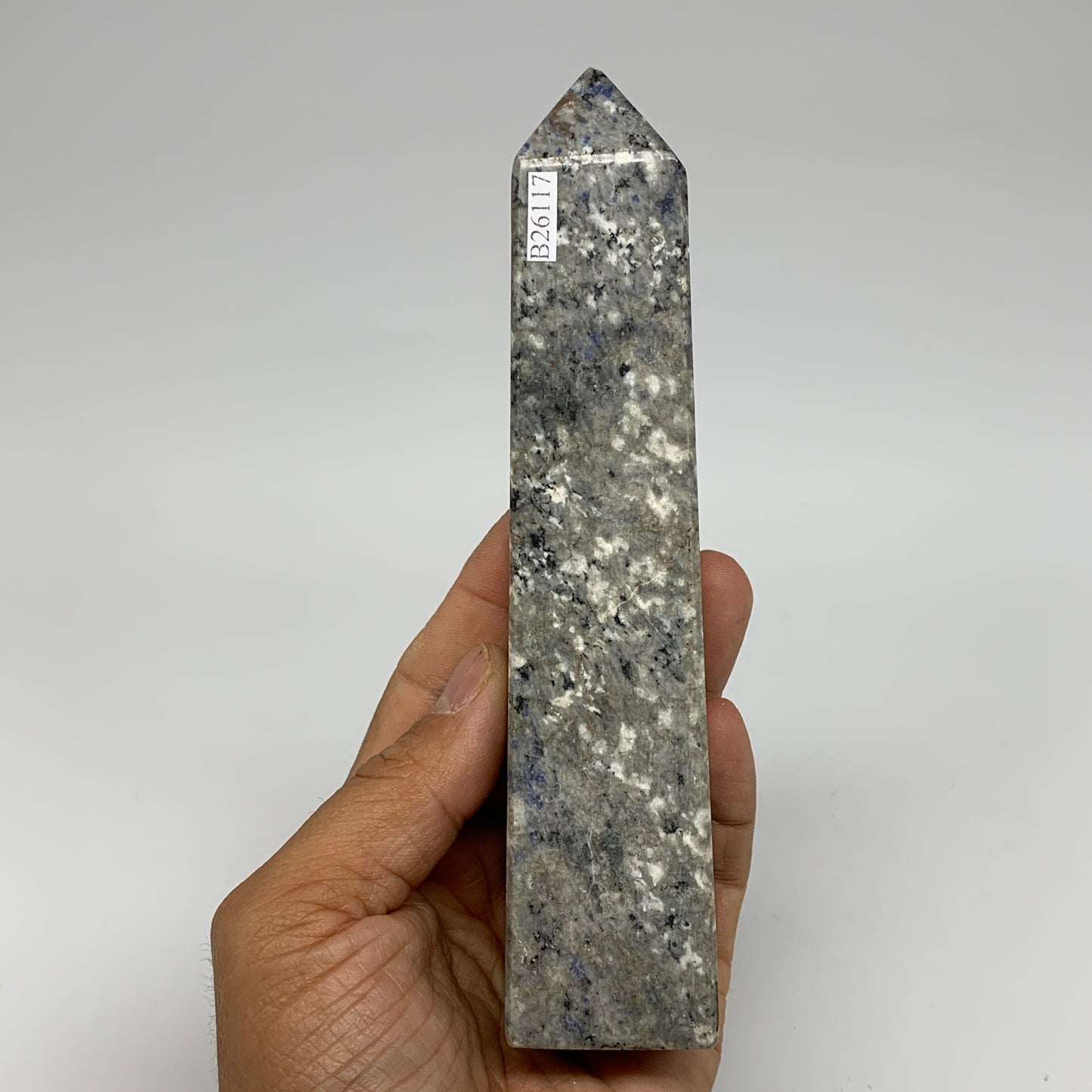 291.3g, 6.2"x1.4"x1.3", Sodalite Point Tower Obelisk Crystal @Pakistan, B26117
