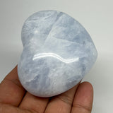 181.4g, 2.3"x2.7"x1.3" Blue Calcite Heart Gemstones Reiki @Madagascar,B20824