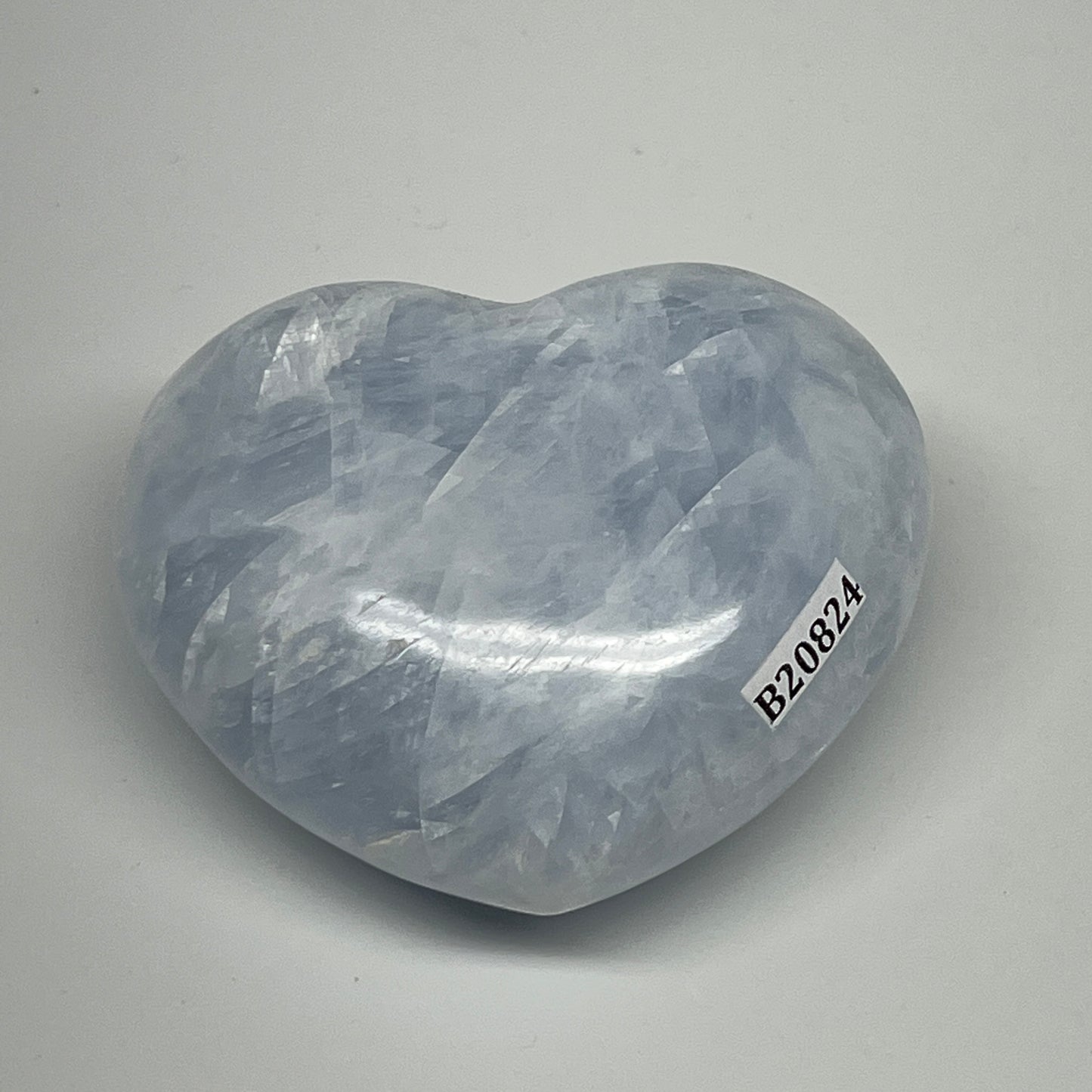 181.4g, 2.3"x2.7"x1.3" Blue Calcite Heart Gemstones Reiki @Madagascar,B20824