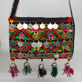 394g,10"x7"Turkmen Handbag Purse Crossbody Handmade Silk Coin @Afghanistan,P135