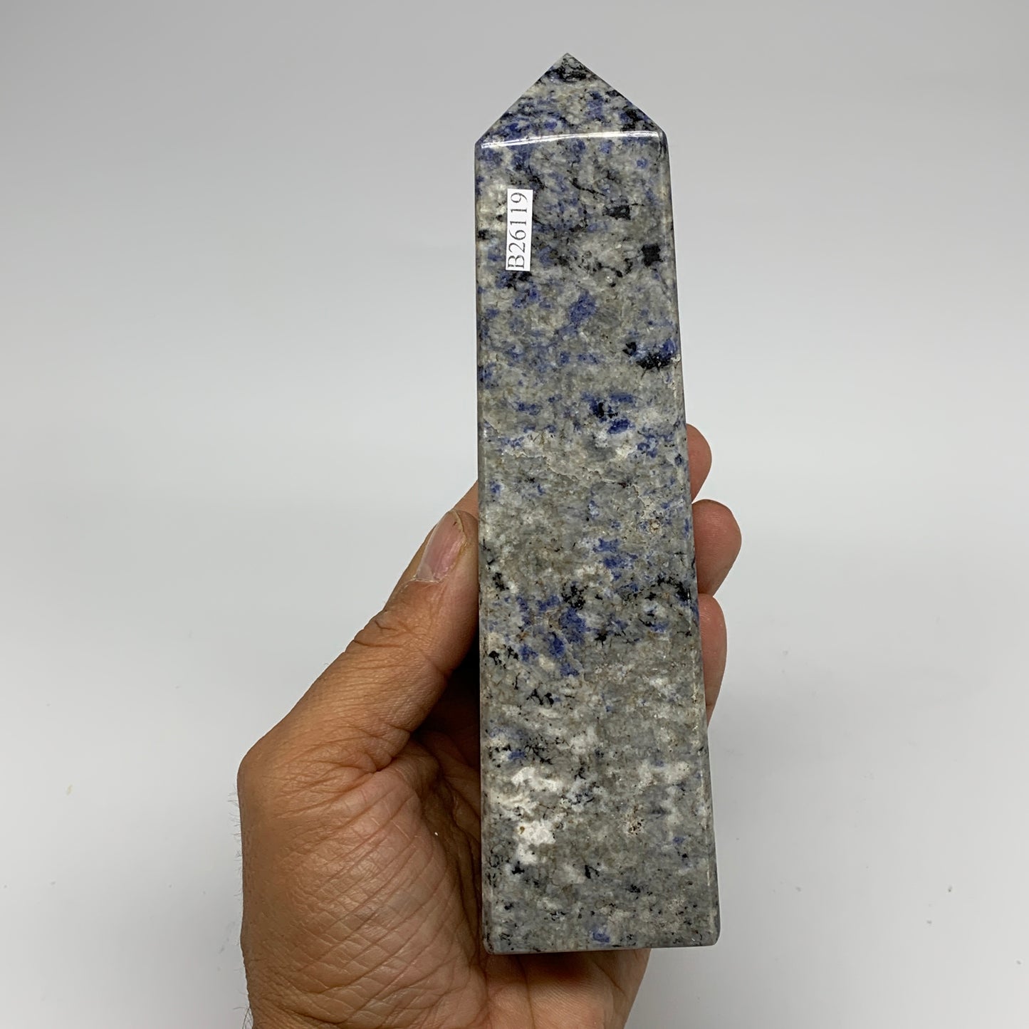 518g, 6.4"x1.7"x1.7", Sodakute Point Tower Obelisk Crystal @Pakistan, B26119