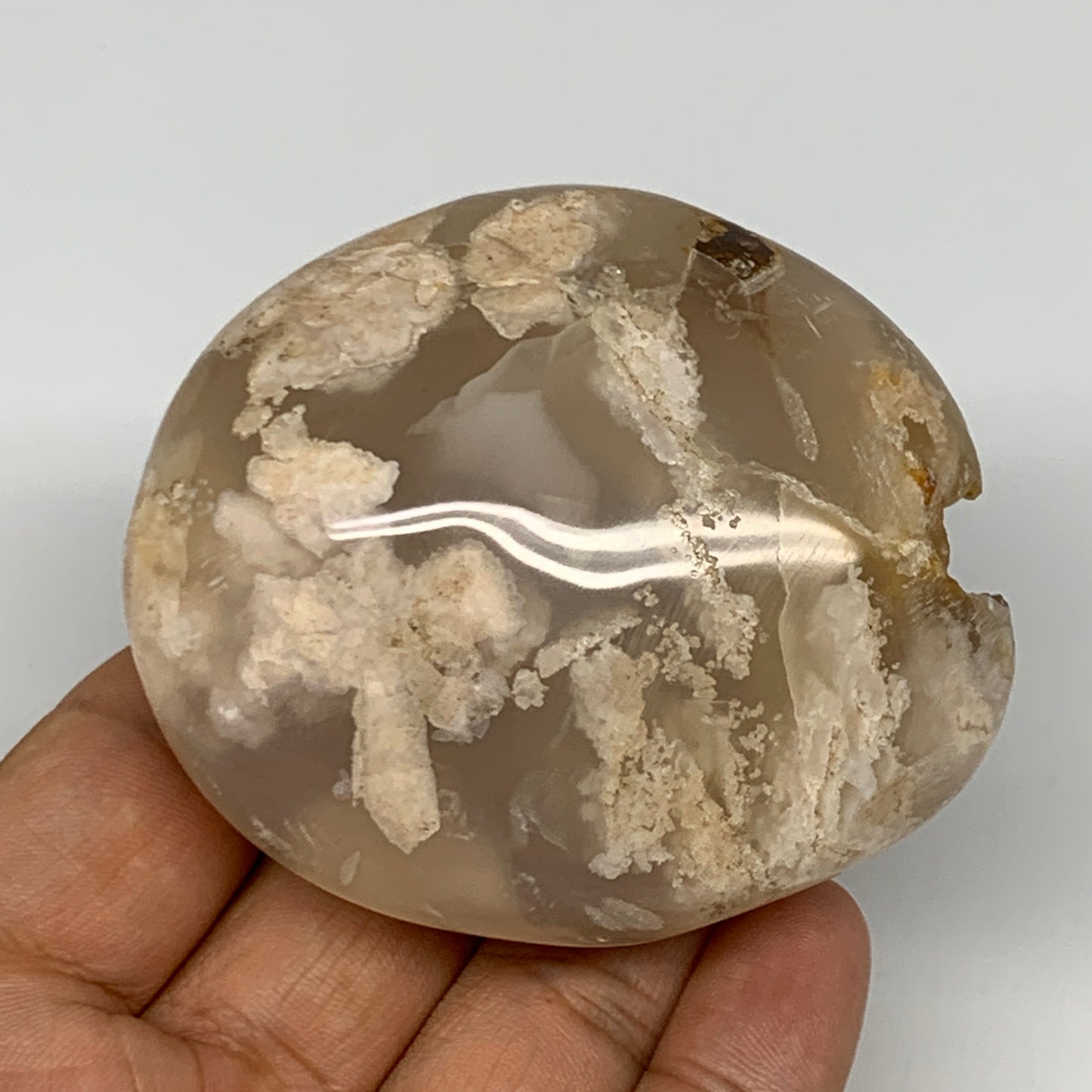185.1g,2.7"x2.3"x1.5", Flower Agate Palm-Stone Crystal Reiki @Madagascar,B16122