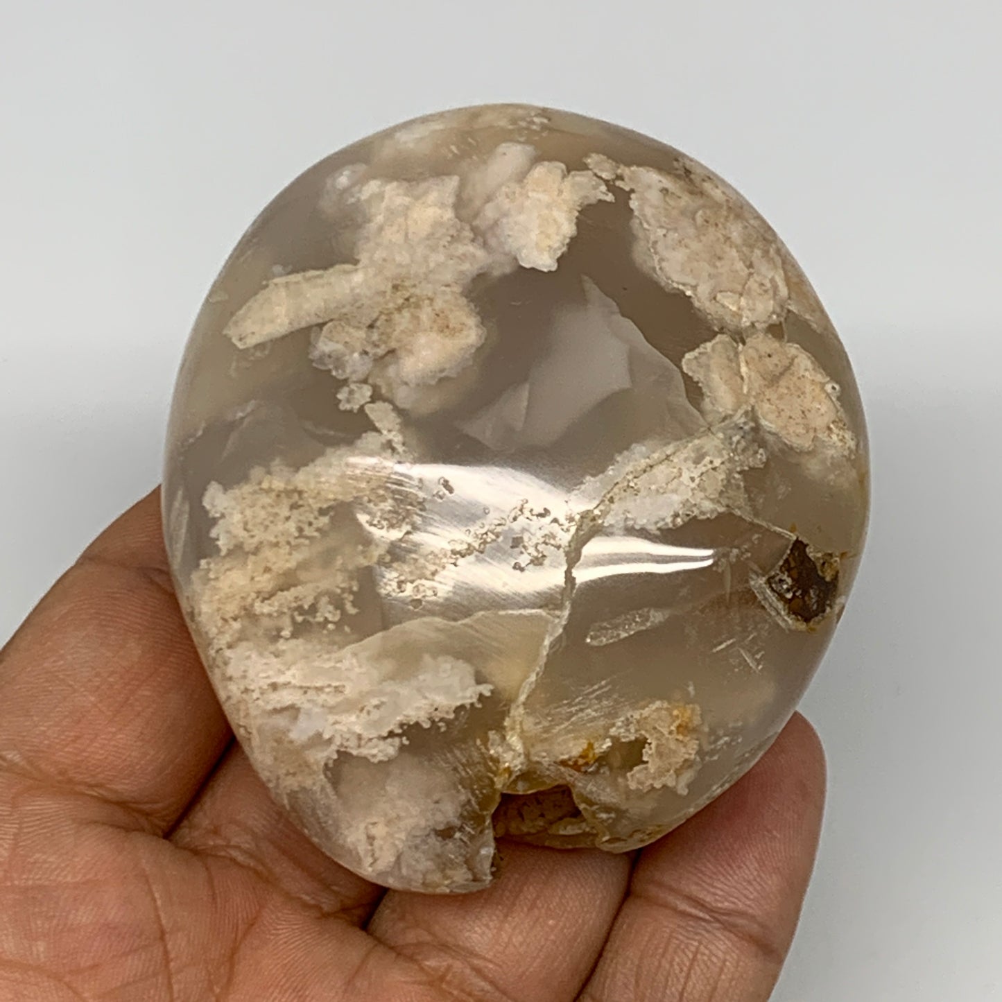 185.1g,2.7"x2.3"x1.5", Flower Agate Palm-Stone Crystal Reiki @Madagascar,B16122