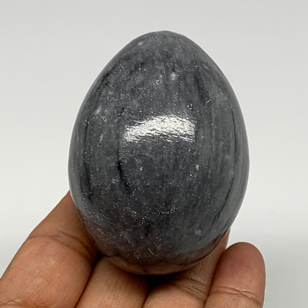 209.9g, 2.6"x1.9" Natural Gray Onyx Egg Gemstone Mineral, from Mexico, B21572