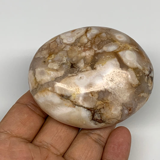 184.3g,2.8"x2.3"x1.3", Flower Agate Palm-Stone Crystal Reiki @Madagascar,B16123
