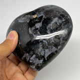 575g,3.7"x4.1"x1.5" Indigo Gabro Merlinite Heart Gemstone @Madagascar,B19894