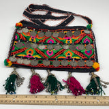 468g,10.5"x7"Turkmen Handbag Purse Crossbody Handmade Silk Coin @Afghanistan,P13
