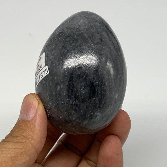 215.2g, 2.6"x1.9" Natural Gray Onyx Egg Gemstone Mineral, from Mexico, B21575