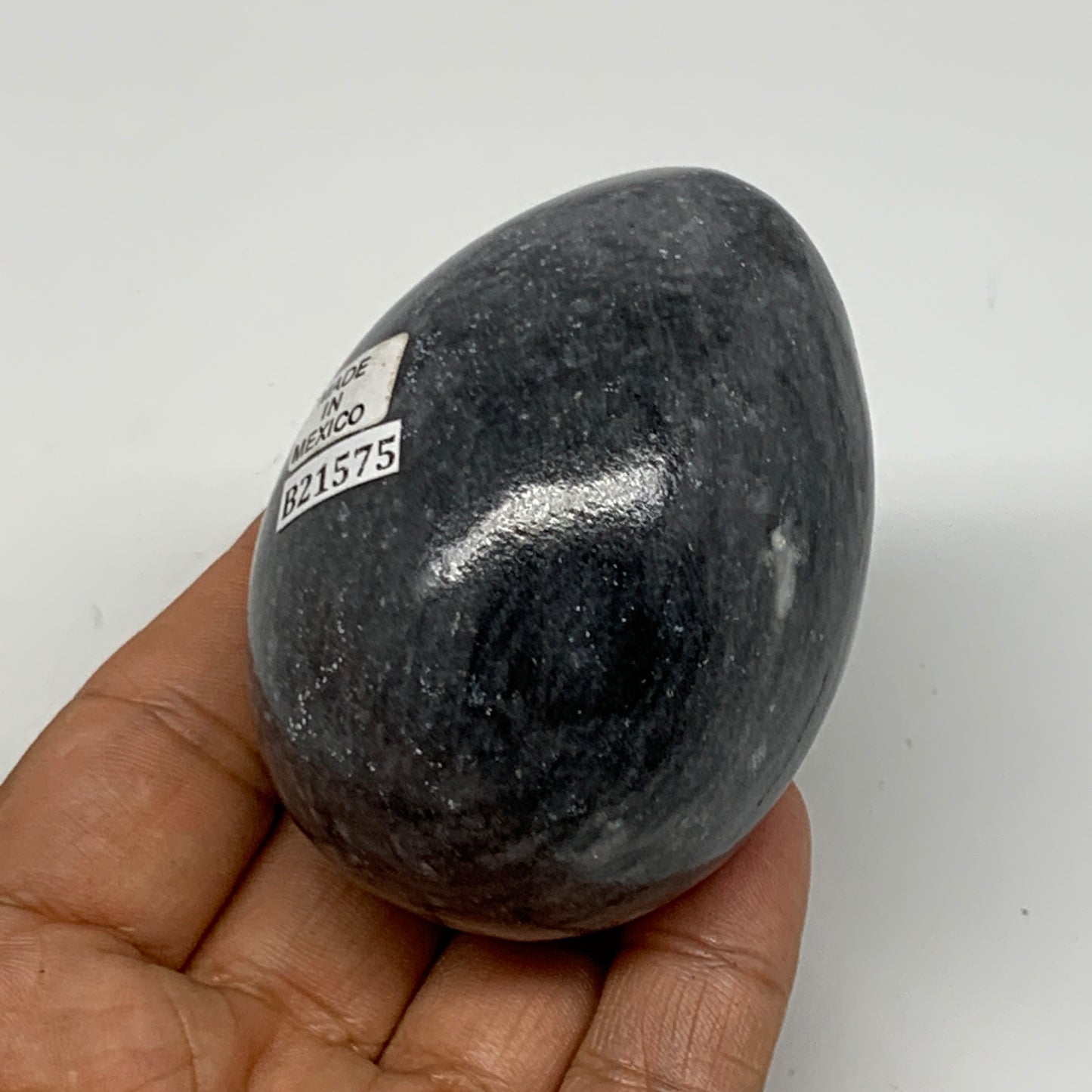 215.2g, 2.6"x1.9" Natural Gray Onyx Egg Gemstone Mineral, from Mexico, B21575
