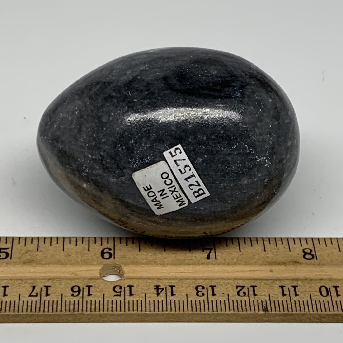 215.2g, 2.6"x1.9" Natural Gray Onyx Egg Gemstone Mineral, from Mexico, B21575