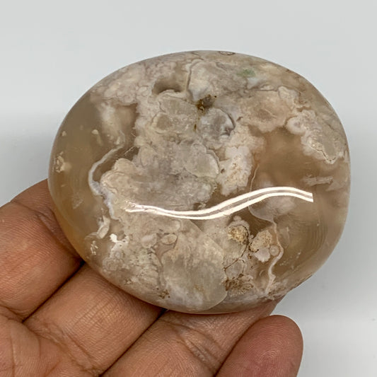 118g,2.4"x2.1"x1", Flower Agate Palm-Stone Crystal Reiki @Madagascar,B16126