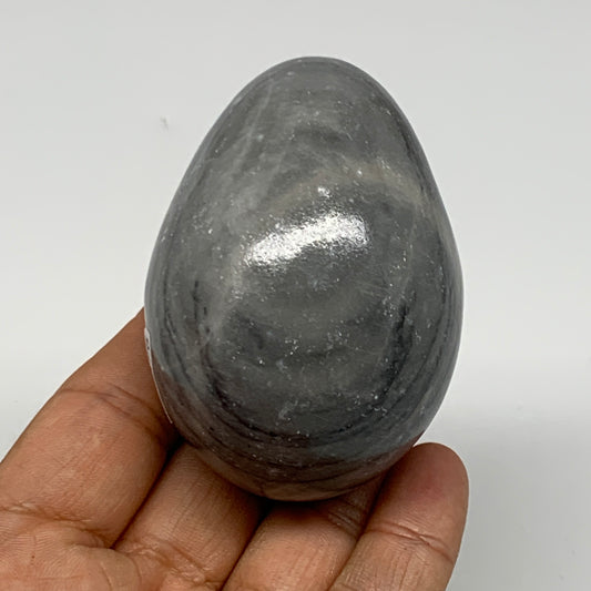 206.9g, 2.6"x1.9" Natural Gray Onyx Egg Gemstone Mineral, from Mexico, B21576